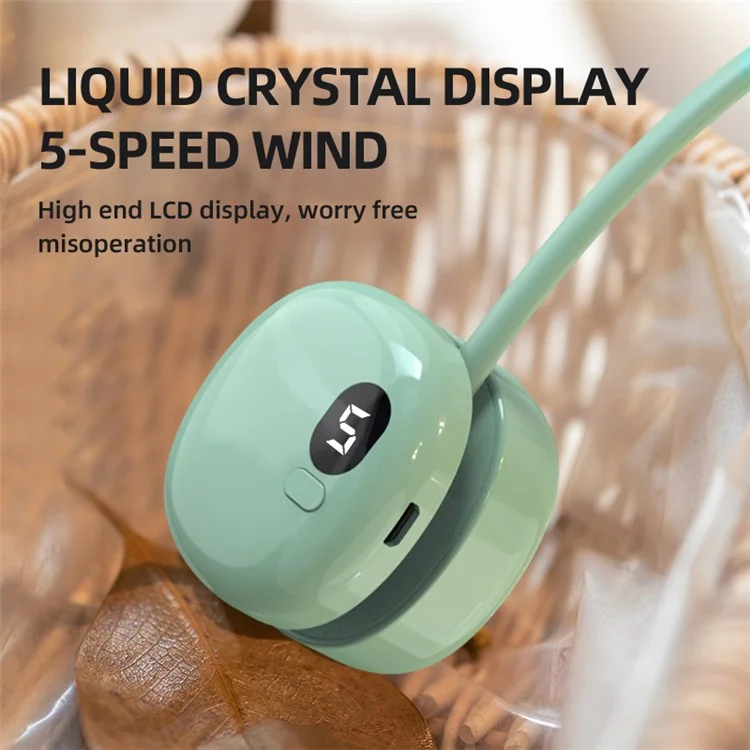L21 Portable Rechargeable Hanging Neck Mini Cooling Fan 5 Wind Speeds Summer Fan Cooler - White