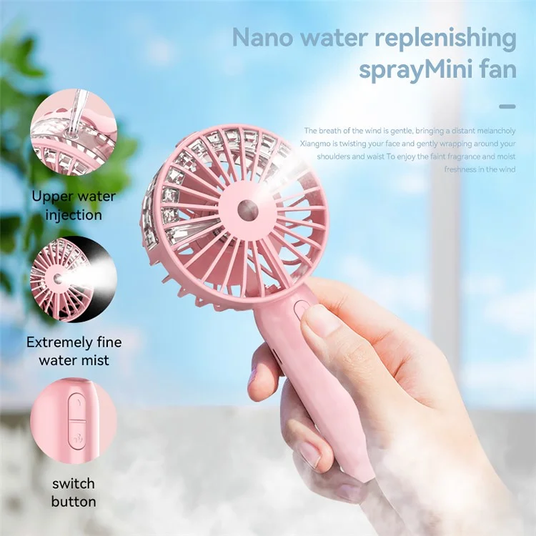 Mini18 Three Speeds Silent Summer Cooling Fan Nano Spray Mini Handheld Fan - Blanc