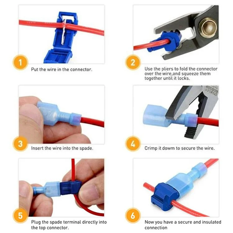 120PCS T-Type Non-Stripping Clamp Combination Plug-in Main Line Branch Clamp Terminal Set