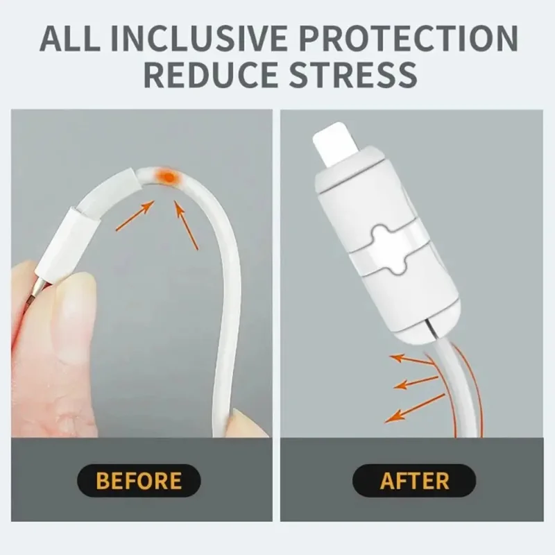 2Pcs Data Cable Protector Silicone Cord Saver Cable Winder Anti-Break Protective Cover - Type-C to IP 18 / 20W Red