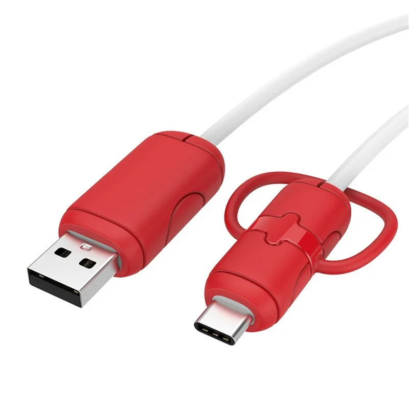 2Pcs Data Cable Protector Silicone Cord Saver Cable Winder Anti-Break Protective Cover - USB to Type-C Red