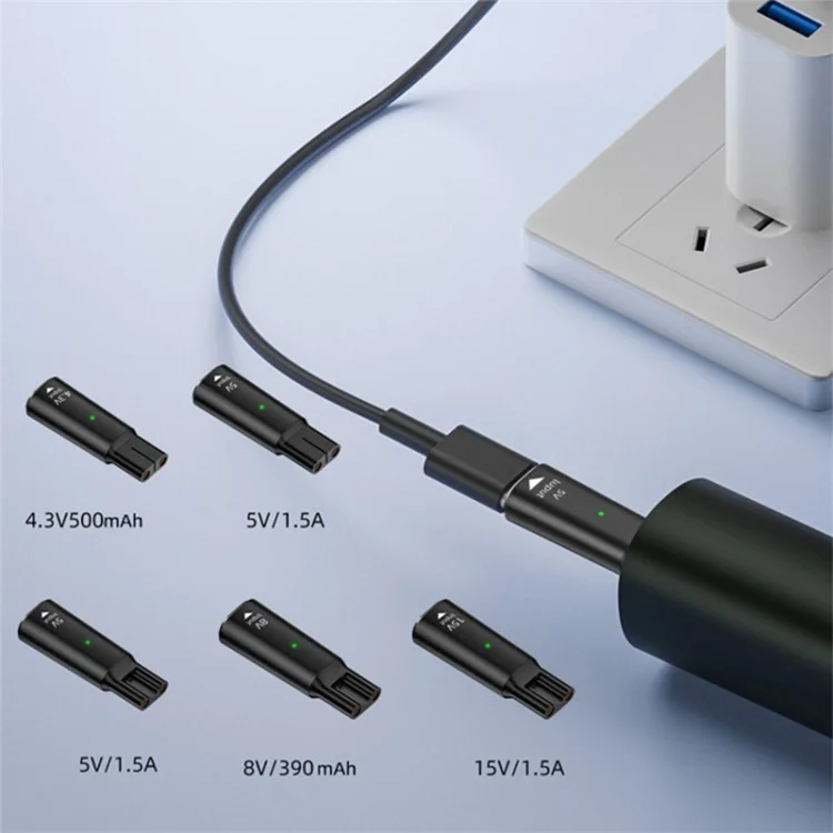 Adaptador ovalado de enchufe cargador de afeitadora de 5V tipo C para Philips Shaver Hair Clipper - Negro