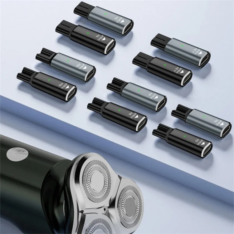 For Philips Shavers Hair Clippers Charging Adapter Type-C Female to 15V Oval Adapter - Black