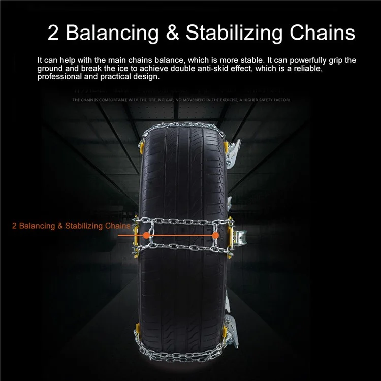 Anti-skid Car Snow Tire Chain Thickened Beef Tendon Auto Wheel Steel Chain - Size: S (Tire Width: 165-195mm)