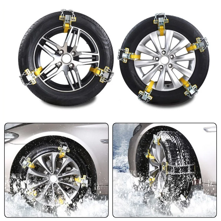 Anti-skid Car Snow Tire Chain Thickened Beef Tendon Auto Wheel Steel Chain - Size: S (Tire Width: 165-195mm)