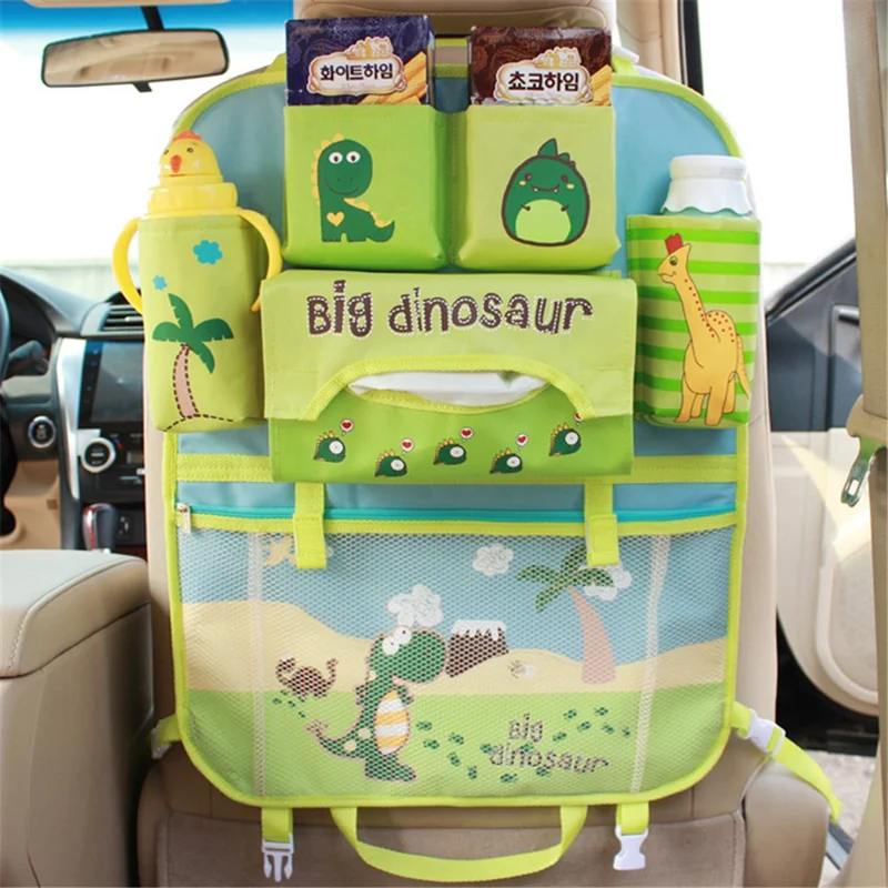 Dinosaur - Cute Cartoon Pattern Car Back Seat Pocket Organizer Multi-pocket Hanging Bag Foldable Storage Collector