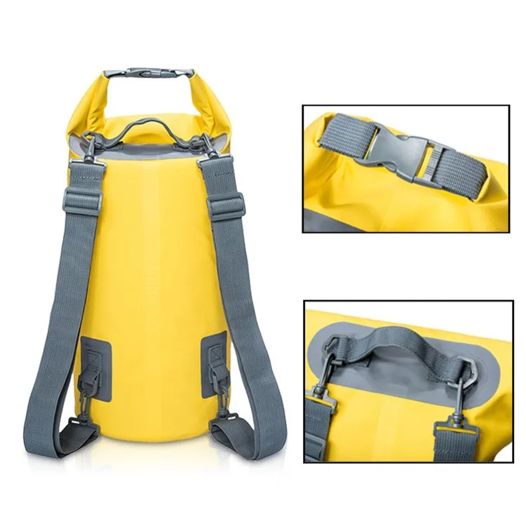 15L Waterproof Dry Bag Bucket Backpack for Kayaking Rafting Beach - Yellow