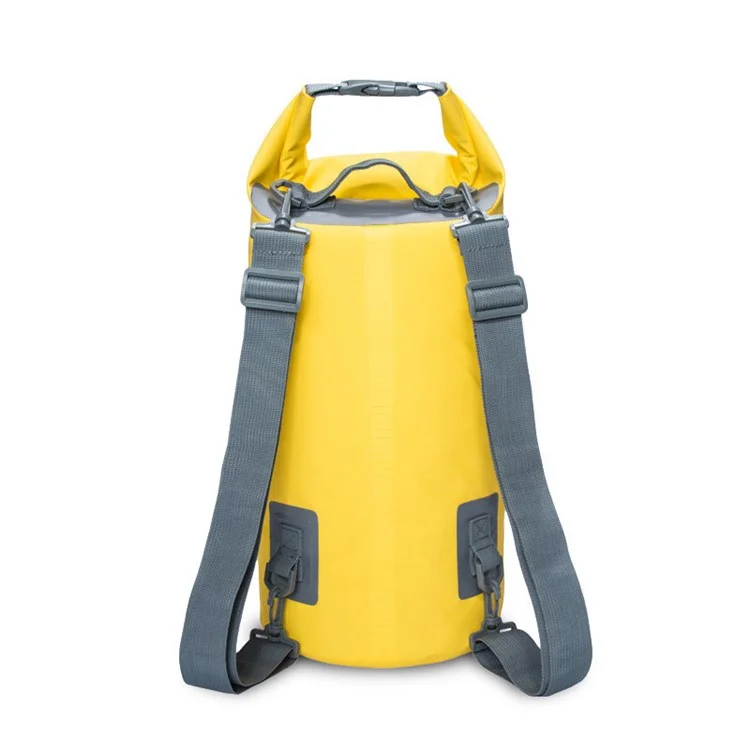 15L Waterproof Dry Bag Bucket Backpack for Kayaking Rafting Beach - Yellow