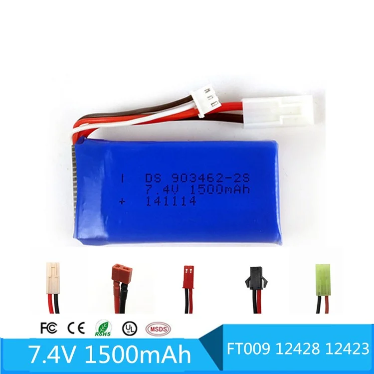 7.4V 1500mAh Li-polymer Battery 20C 903462 2S for FT009 RC Boat Speedboat - EL 2P Plug