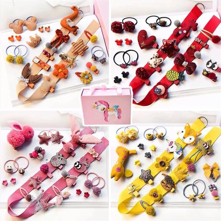 24Pcs Baby Girl's Hair Clips Cute Hair Bows Baby Elastic Hair Ties Hair Accessories Ponytail Holder Hairpins - Style B