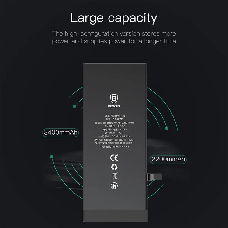 BASEUS 3.82V 3400mAh Li-polymer Battery Replacement for iPhone 7 Plus (High-capacity Version)