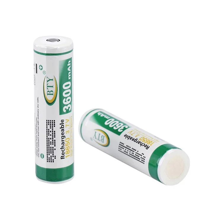 BTY 2PCS High Capacity 3.7V 3600mAh 18650 Lithium Li-ion Rechargeable Batteries