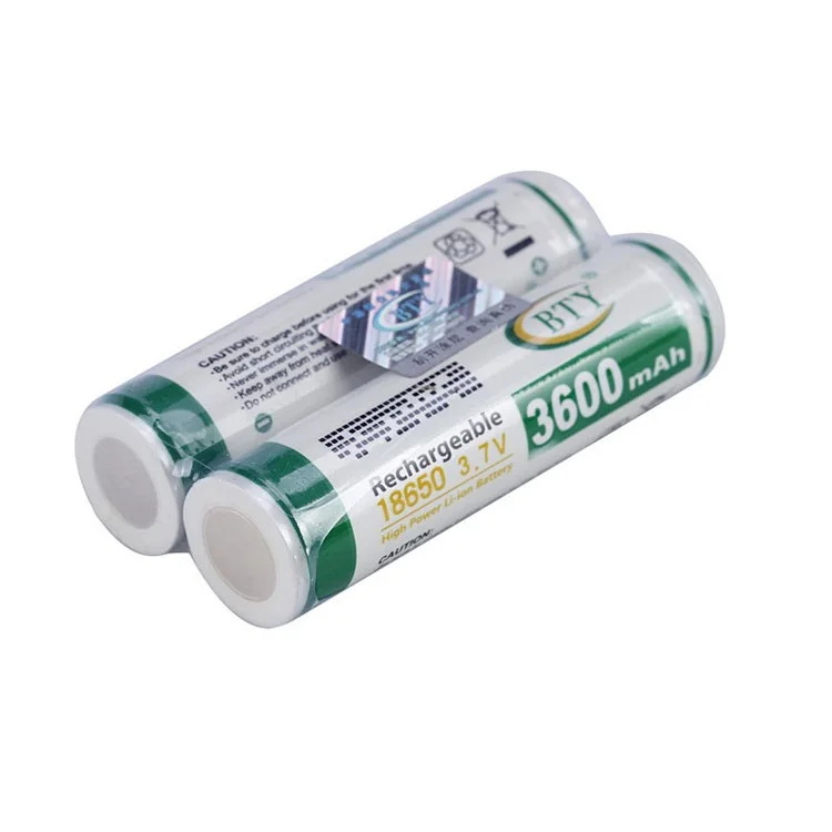 BTY 2PCS High Capacity 3.7V 3600mAh 18650 Lithium Li-ion Rechargeable Batteries