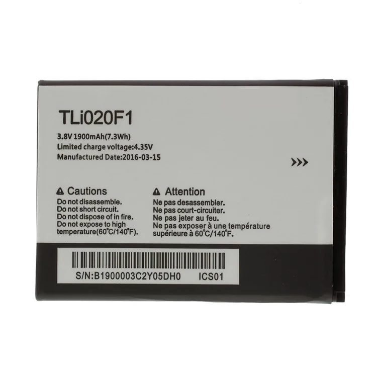 OEM TLi020F1 1900mAh Li-ion Battery for TCL J720T J726T J720 J728T