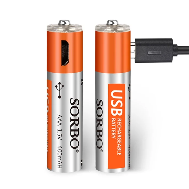 4Pcs 400mAh 1.5V AAA Rechargeable Batteries Lithium Battery with 1-to-4 Micro USB Charging Cable