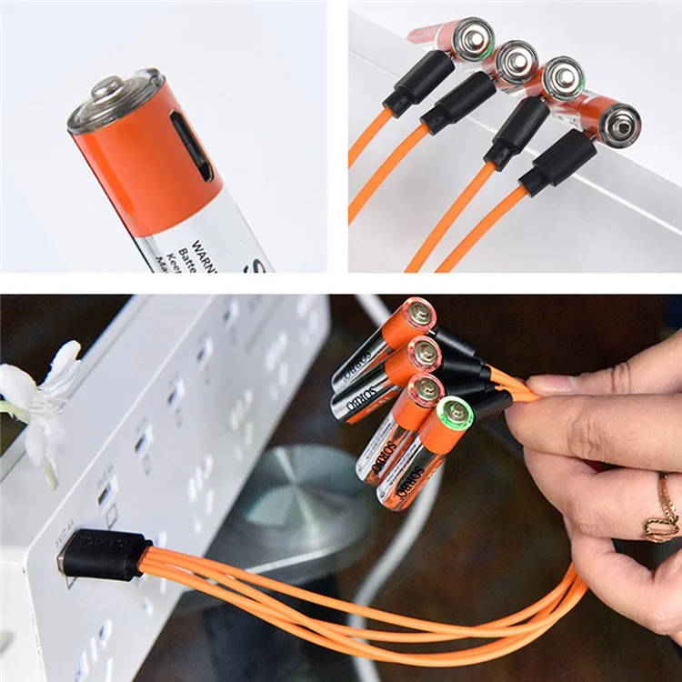 4Pcs 400mAh 1.5V AAA Rechargeable Batteries Lithium Battery with 1-to-4 Micro USB Charging Cable