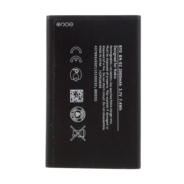 BN-02 3.7V 2000mAh Battery for Nokia XL / XL 4G RM-1061 RM-1030 RM-1042 RM 1061