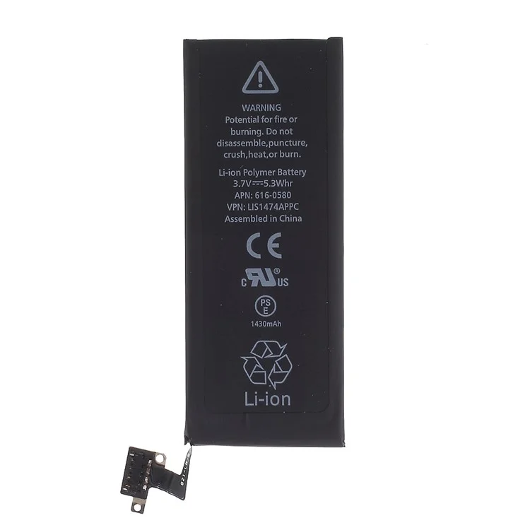 3.7V 1430mAh Li-ion Battery Replacement for iPhone 4s (Without Logo)