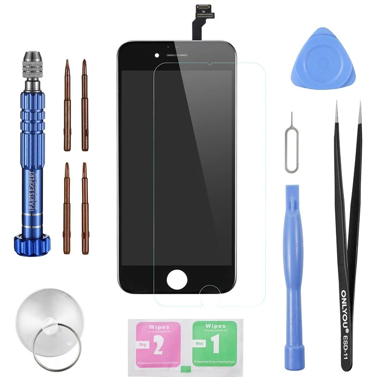 LCD Screen and Digitizer Assembly (Made by China Manufacturer) + Disassemble Repair Opening Tool Kit for iPhone 6 4.7 inch - Black