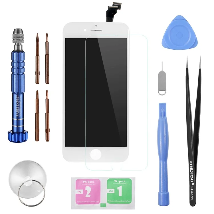 For iPhone 6 4.7 inch  LCD Screen and Digitizer Assembly Replacement Part (Made by China Manufacturer) + Disassemble Repair Opening Tool Set - White