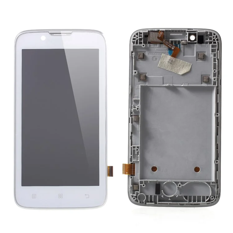 OEM LCD Screen and Digitizer Assembly with Front Housing for Lenovo A328 - White