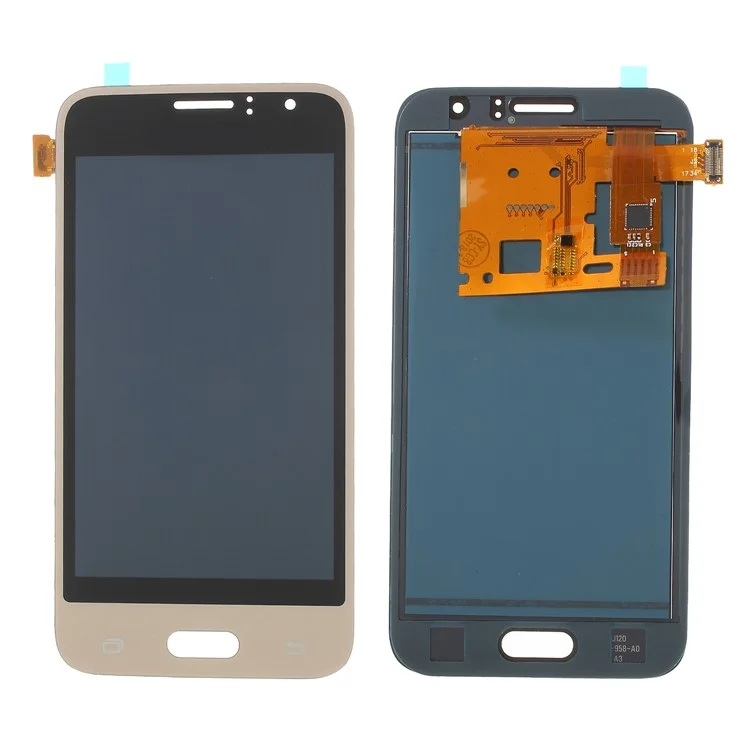 LCD Screen and Digitizer Assembly Replacement with Screen Brightness IC for Samsung Galaxy J1 (2016) J120 (with Adhesive Sticker) - Gold