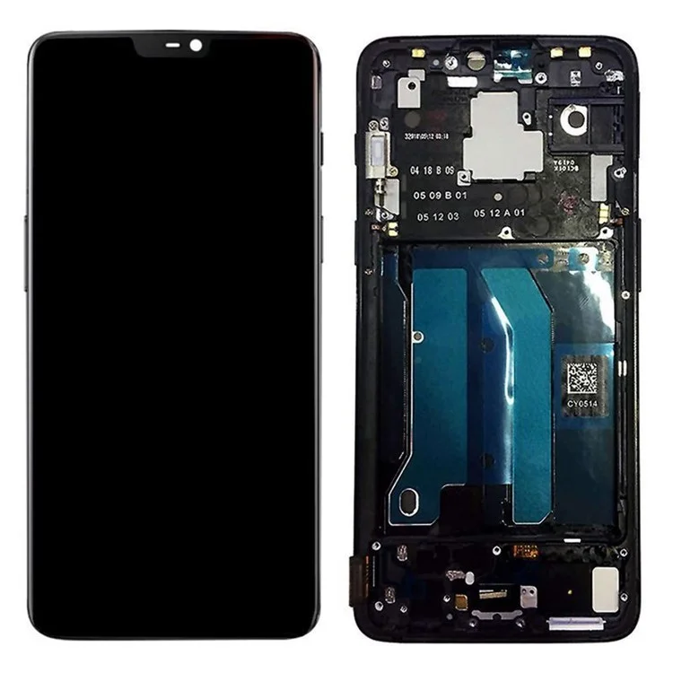 OEM LCD Screen and Digitizer Assembly with Frame for OnePlus 6 - Black