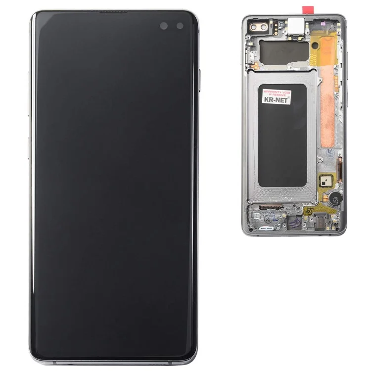 Para Samsung Galaxy S10 Plus G975 LCD Pantalla y Conjunto Digitizer + Frame (sin Logotipo) - Negro