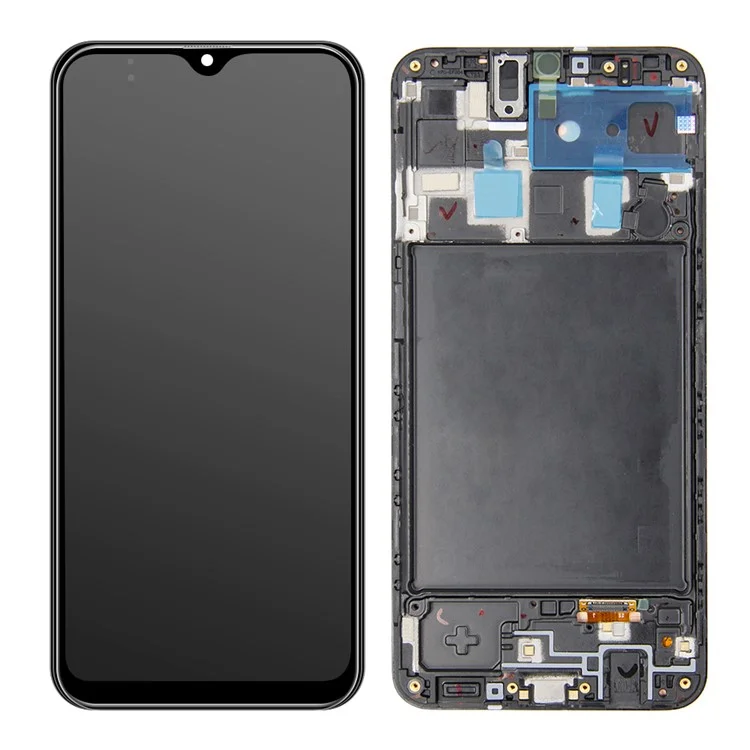 Pantalla de Pantalla LCD y Digitizador OEM + Parte de Marco (sin Logotipo) Para Samsung Galaxy A20 SM-A205 - Negro