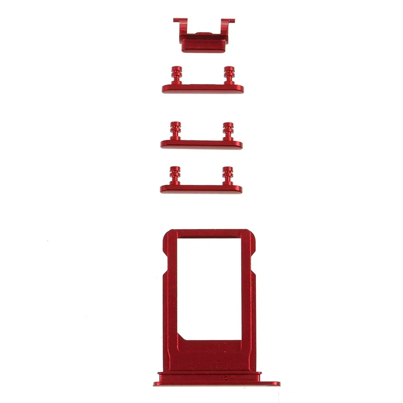 OEM Side Buttons Set for iPhone 8 4.7 (Mute / Power / Volume Buttons + Sim Card Tray) - Red