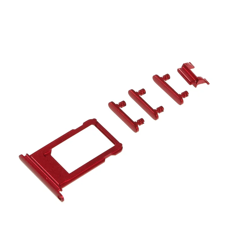 OEM Side Buttons Set for iPhone 8 4.7 (Mute / Power / Volume Buttons + Sim Card Tray) - Red