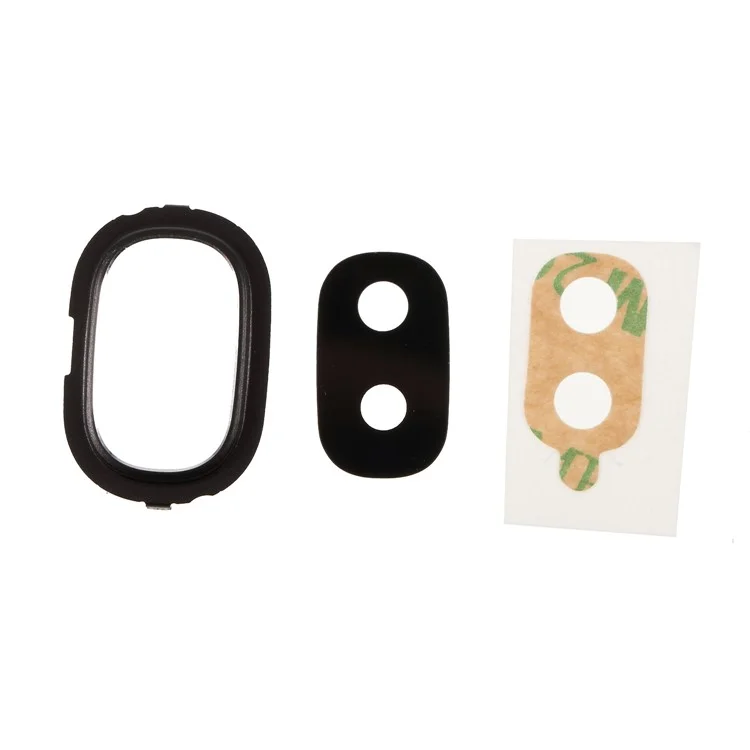 Coperchio Lente Della Fotocamera Posteriore OEM + Lenti in Vetro + Adesivo Adesivo Per Samsung Galaxy J4 (2018) J400 - Nero