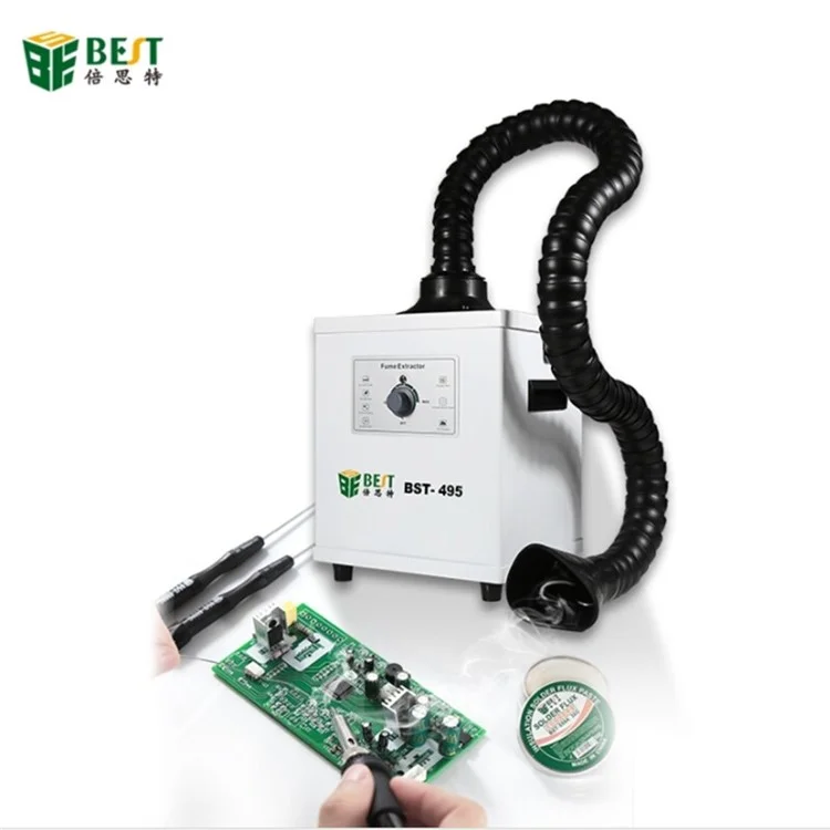 BEST BST-495 150W Purificateur de fumée [Filtration à 3 couches, moteur sans balais] pour la réparation de téléphones, le soudage, le laboratoire, etc. - Tension : 110V