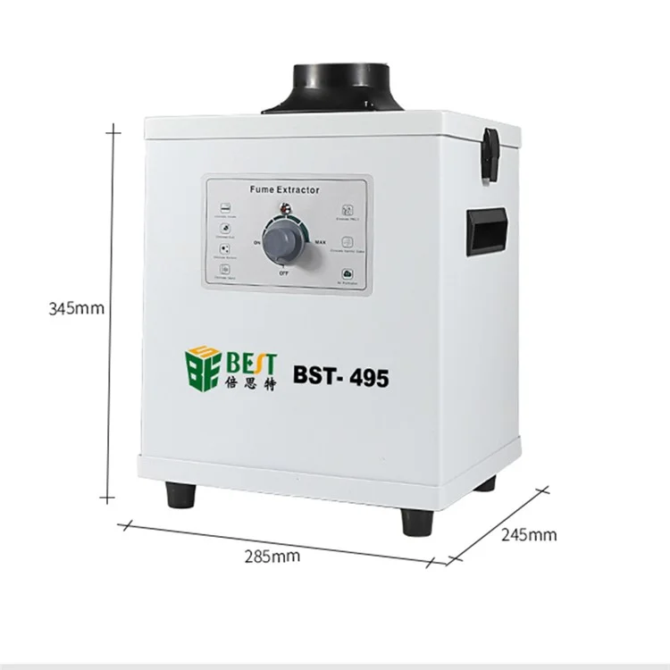 BEST BST-495 150W Purificateur de fumée [Filtration à 3 couches, moteur sans balais] pour la réparation de téléphones, le soudage, le laboratoire, etc. - Tension : 110V