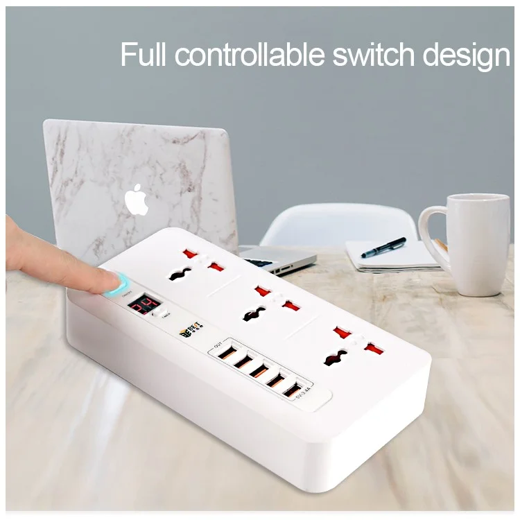 Best BST-04 Power Strip 3 Outlets Outlets Outlets с 5 Usb-зарядными Портами Surge Protector (EU Plug) - Случайный Цвет