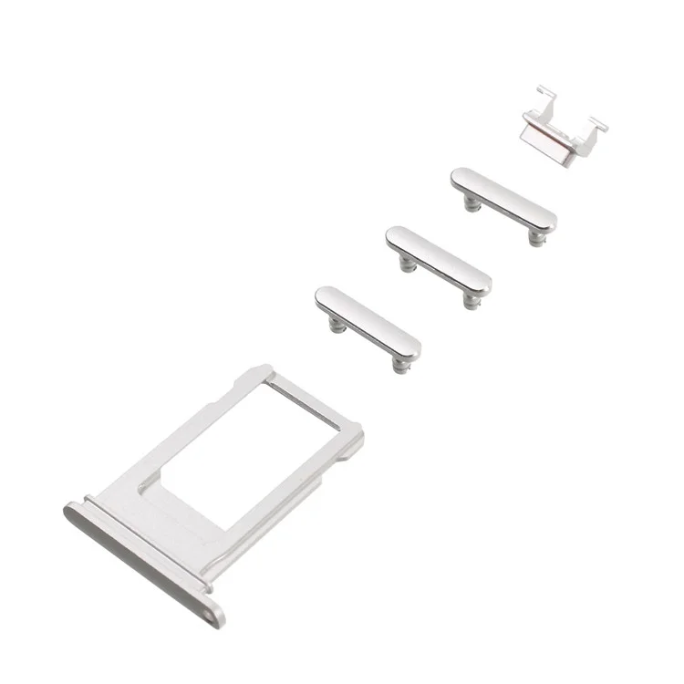 Botón Lateral OEM Establecido Para Iphone 7 4.7 (silencio / Energía / Botones de Volumen + Bandeja de Tarjeta Sim) - Color Plata