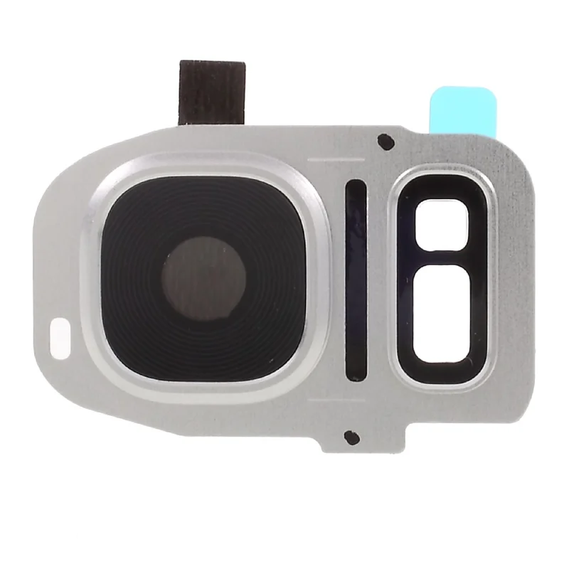 Anillo de Lente de Cámara de Pieza OEM + Vidrio de Linterna + Pegatina Adhesiva Para Samsung Galaxy S7 G930 / S7 Edge G935 - Color Plata