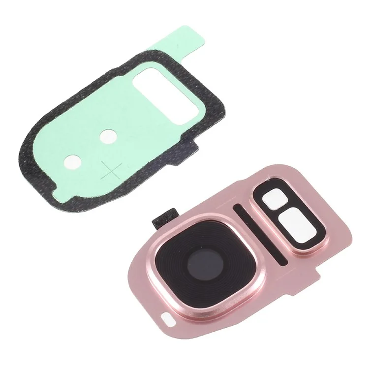 OEM Camera Lens Ring Part + Flashlight Glass + Adhesive Sticker for Samsung Galaxy S7 G930 / S7 edge G935 - Rose Gold Color