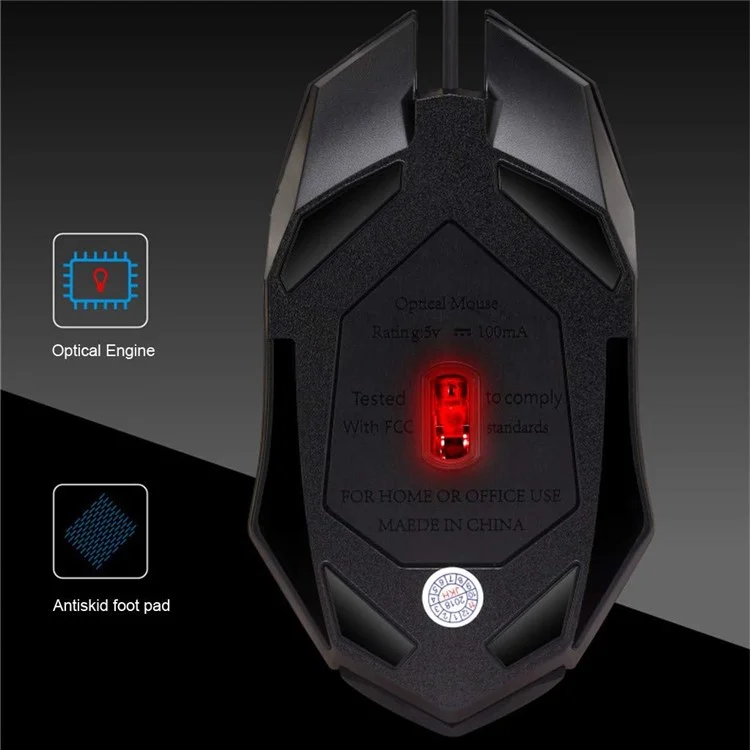 K2 Colorful LED Light 4-Button 2400DPI Optical USB Wired Gaming Mouse