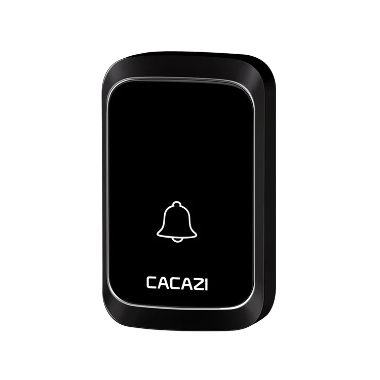 CACAZI A60 Wireless Doorbell Waterproof Door Chime Kit 2 Button with 2 Plug-in Receivers, 58 Chimes - Black / UK Plug