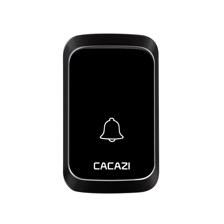 CACAZI A60 Wireless Doorbell Waterproof Door Chime Kit 2 Button with 2 Plug-in Receivers, 58 Chimes - Black / UK Plug