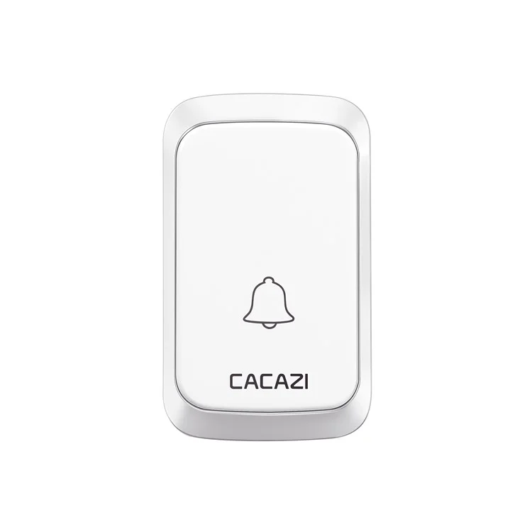 CACAZI A60 Wireless Doorbell Waterproof Door Chime Kit 2 Button with 2 Plug-in Receivers - White / EU Plug