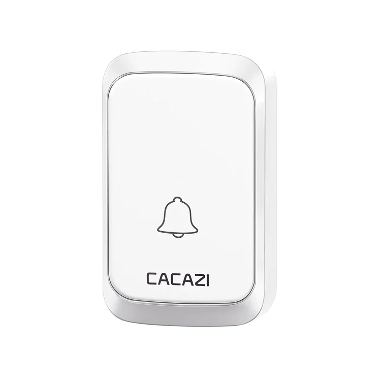 CACAZI A60 Wireless Doorbell Waterproof Door Chime Kit 2 Button with 2 Plug-in Receivers - White / EU Plug