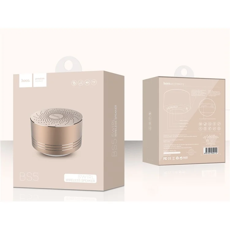 HOCO BS5 Swirl Wireless Speaker Support Hands-free Mic / TF Card / Aux-in - Grey