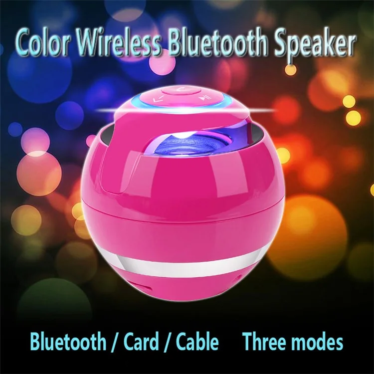 Mini Ball Shape Wireless Bluetooth Speaker Subwoofer FM Radio Speaker with Mic for iPhone Samsung - Rose