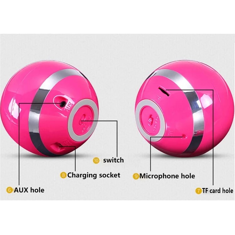 Mini Ball Shape Wireless Bluetooth Speaker Subwoofer FM Radio Speaker with Mic for iPhone Samsung - Rose