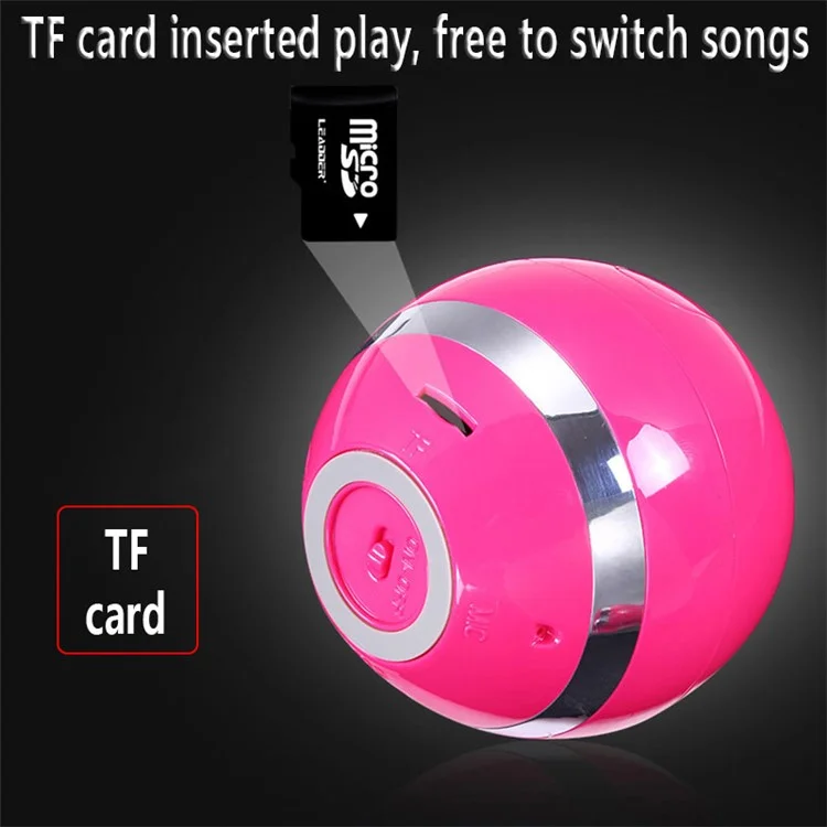 Mini Ball Shape Wireless Bluetooth Speaker Subwoofer FM Radio Speaker with Mic for iPhone Samsung - Rose