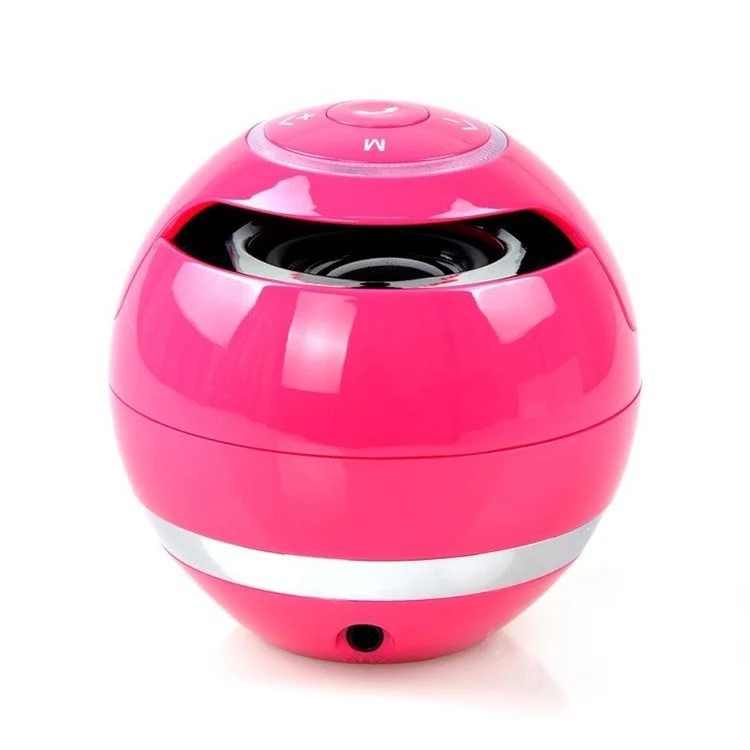 Mini Ball Shape Wireless Bluetooth Speaker Subwoofer FM Radio Speaker with Mic for iPhone Samsung - Rose