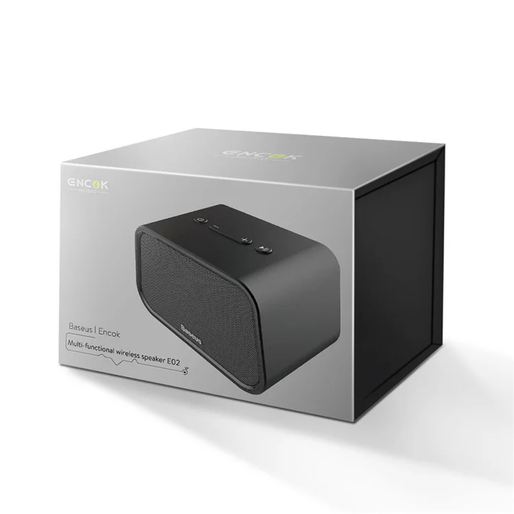 BASEUS Encok E02 Trapezoid Mini Bluetooth Speaker Support U Disk / TF Card /Aux Input - Black