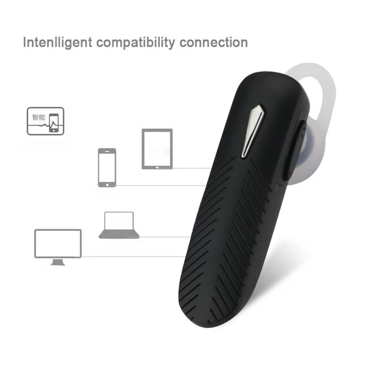168 Universal Bluetooth 4.0 Wireless Headset Music Stereo Earpiece with Built-in Mic for iPhone Samsung Huawei - Black